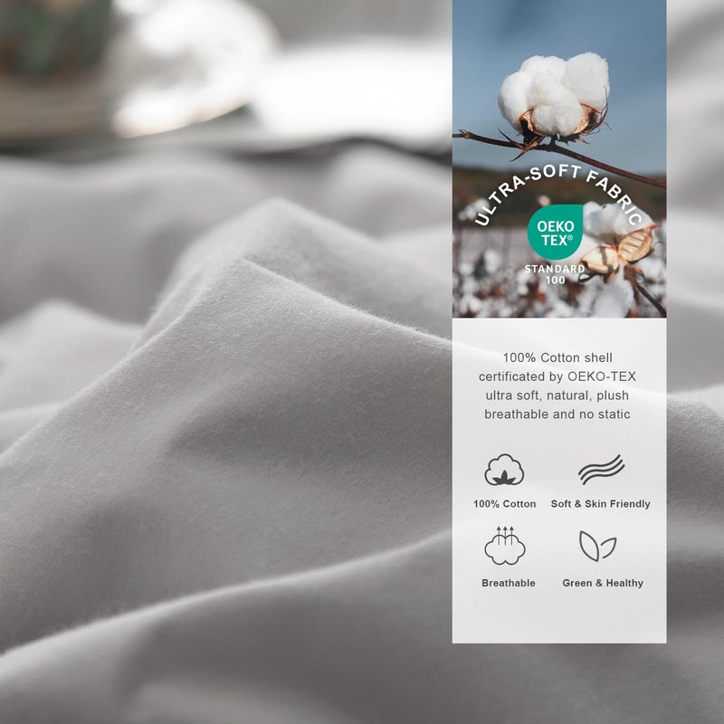 Royoliving Premium Feathers Down Duvet Insert Comforter Twin Size Charcoal Gray Heavyweight Thickened Winter Grey 100% Cotton Cover with Corner Tabs (68x90, 45 oz) - Image 2